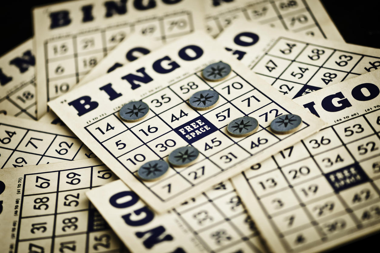 Vintage bingo cards and markers.