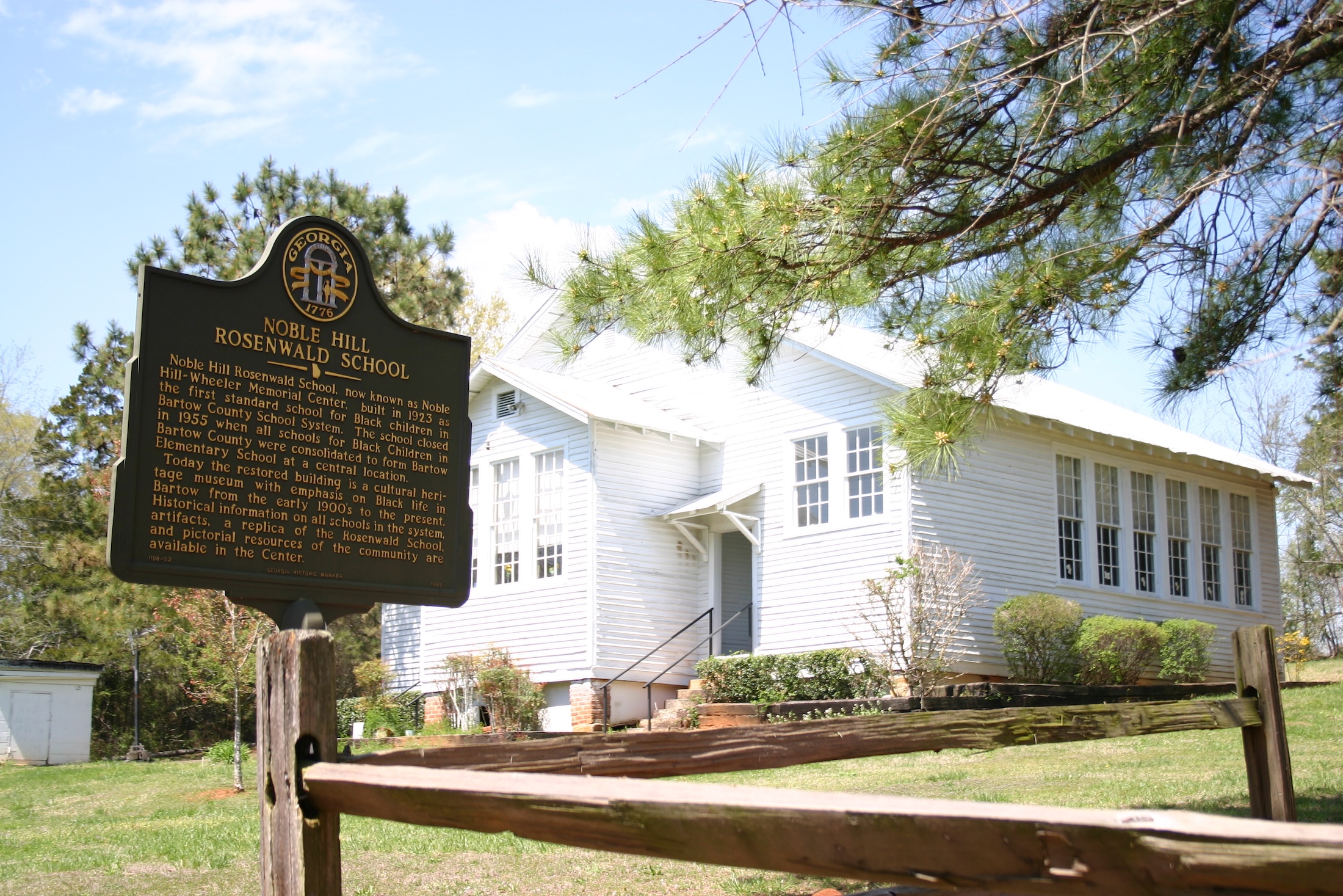 The exterior of the Noble Hill Rosenwald School on the African American Heritage Trail.