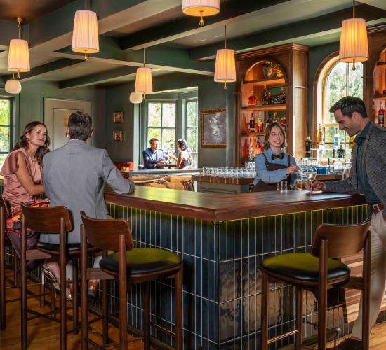 guests at restaurant bar