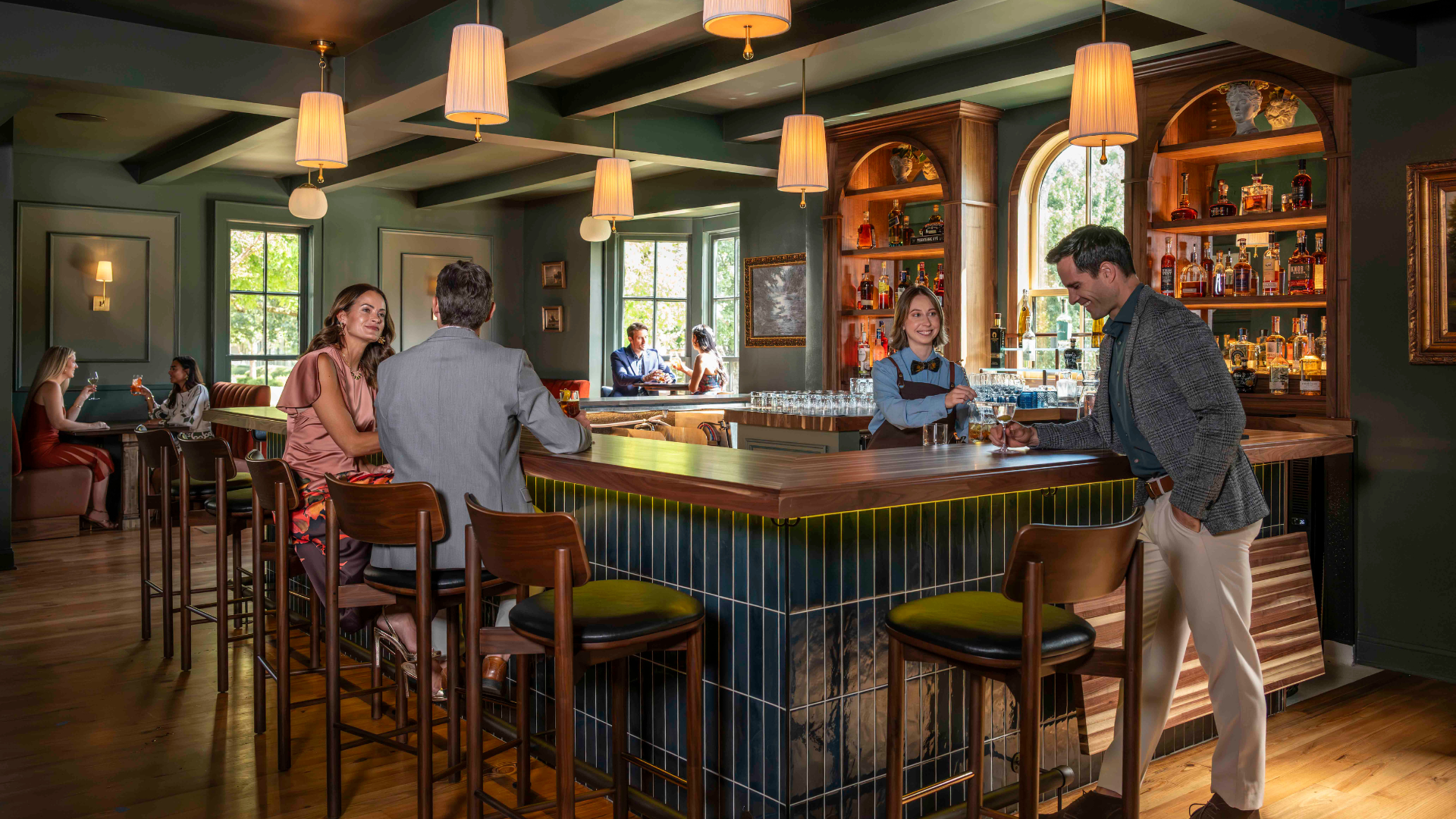 guests at restaurant bar