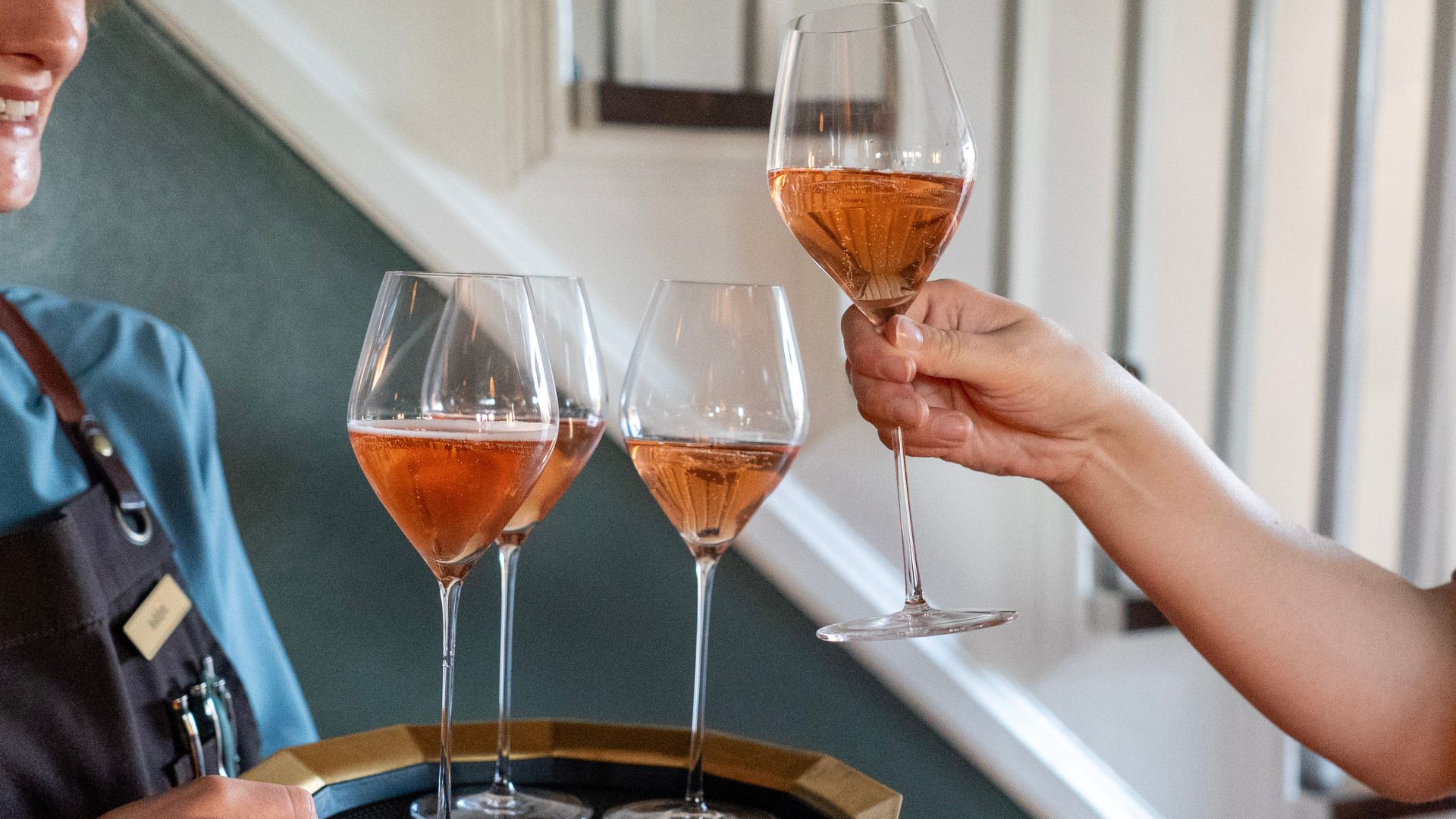 glasses of wine on tray