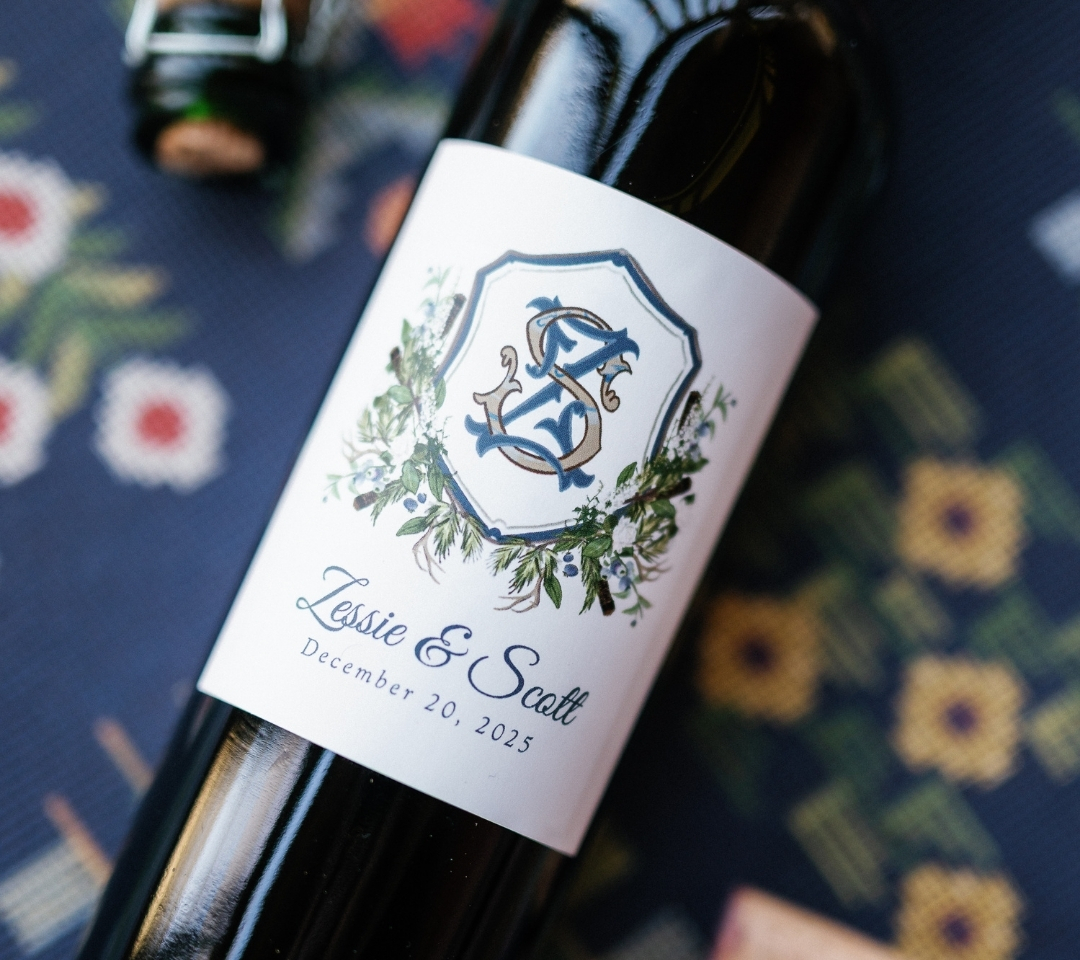 detail of wine bottle label