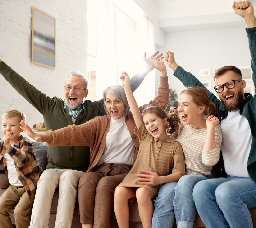 family cheering